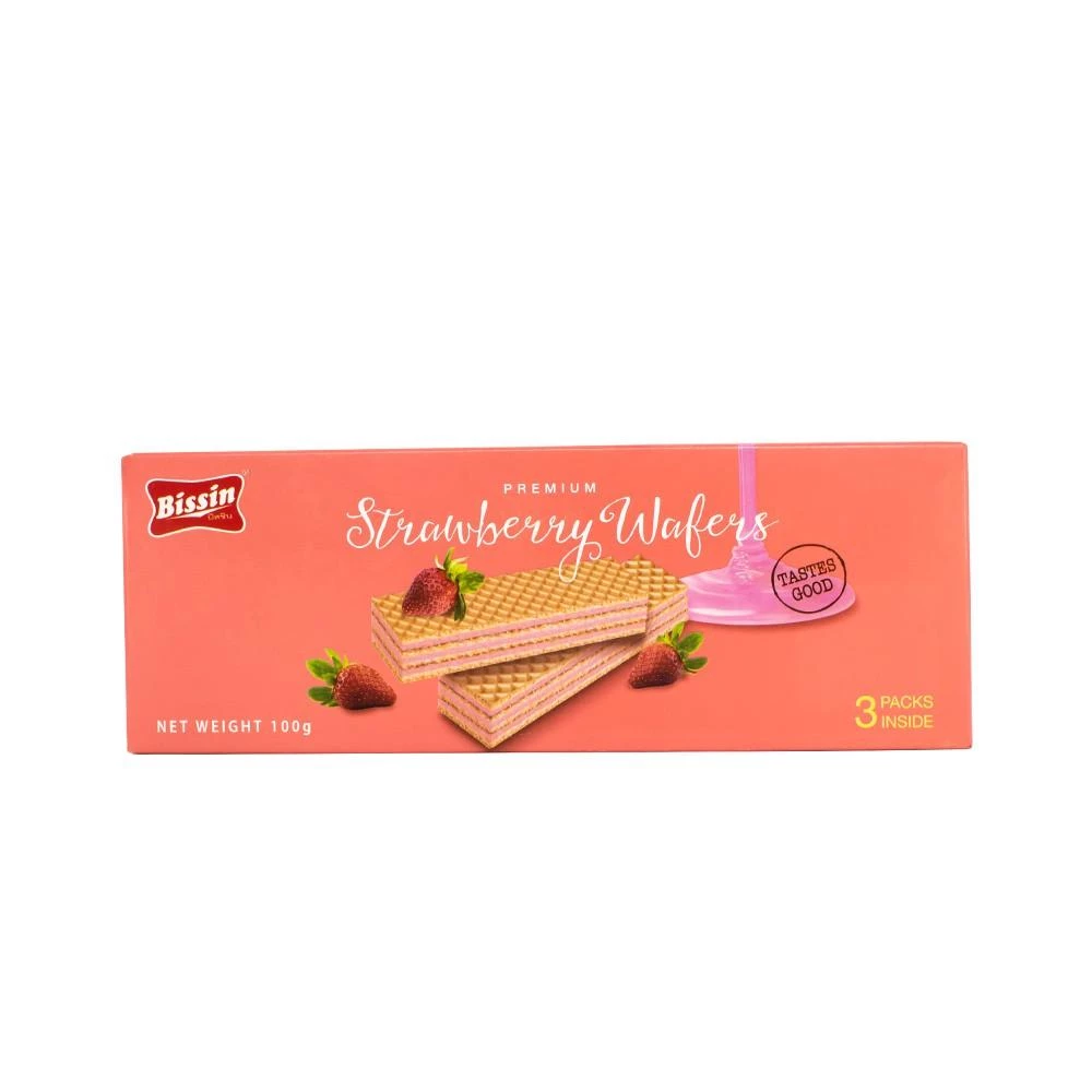 Shoppers Mart - Binondo Bissin Wafer Strawberry 100g Biscuits, Crackers & Cookies 1 Shoppers Mart - Binondo Bissin Wafer Strawberry 100g Biscuits, Crackers & Cookies