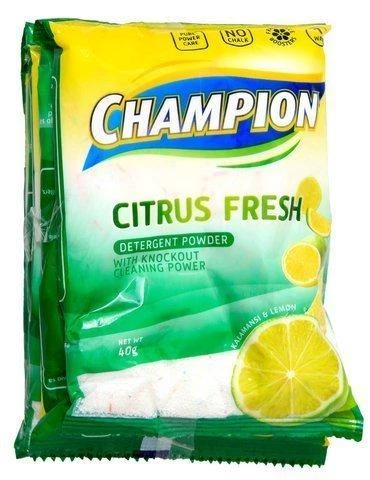 Shoppers Mart - Binondo Champion Detergent Powder Citrus 40g Pck(6) Household & Laundry 1 Shoppers Mart - Binondo Champion Detergent Powder Citrus 40g Pck(6) Household & Laundry