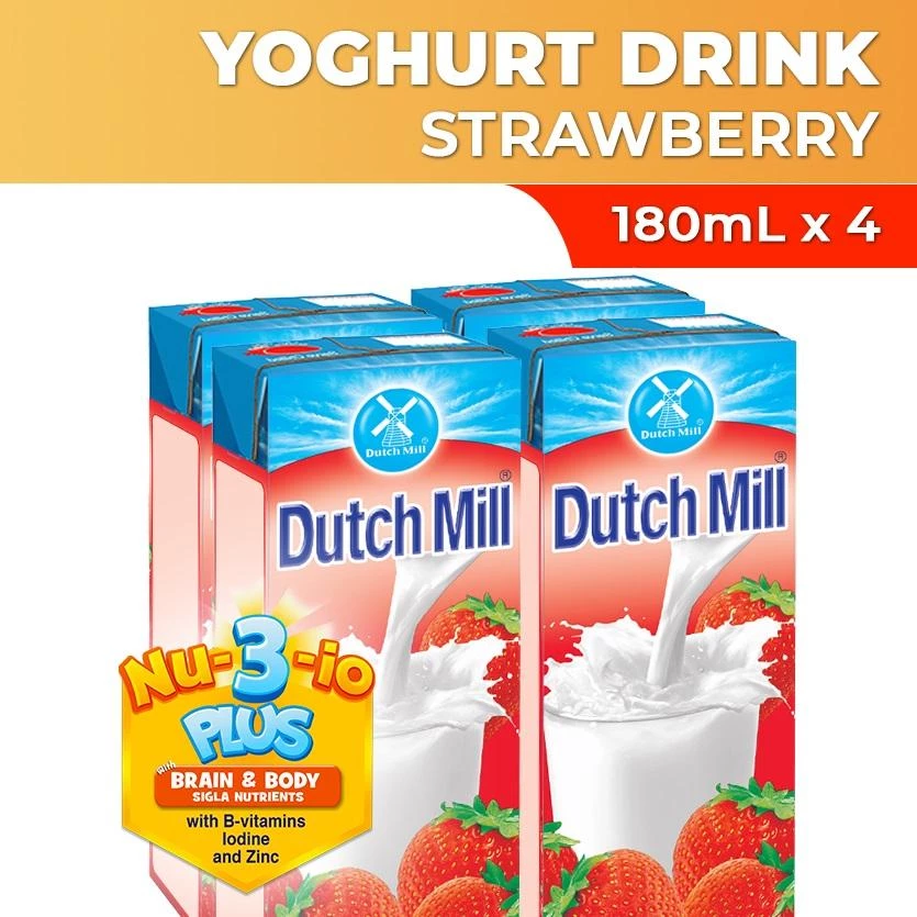 Shoppers Mart - Binondo Dairy, Chilled & Eggs Dutch Mill Saver Pack Strawberry 180mLx4S 1 Shoppers Mart - Binondo Dairy, Chilled & Eggs Dutch Mill Saver Pack Strawberry 180mLx4S